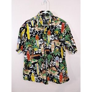 Jogal Men's Black Hawaiian Surfboard Shirt